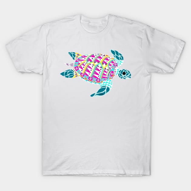 kawaii radioactive turtle in ecopop mutant pattern from the floral caribbean art T-Shirt by jorge_lebeau